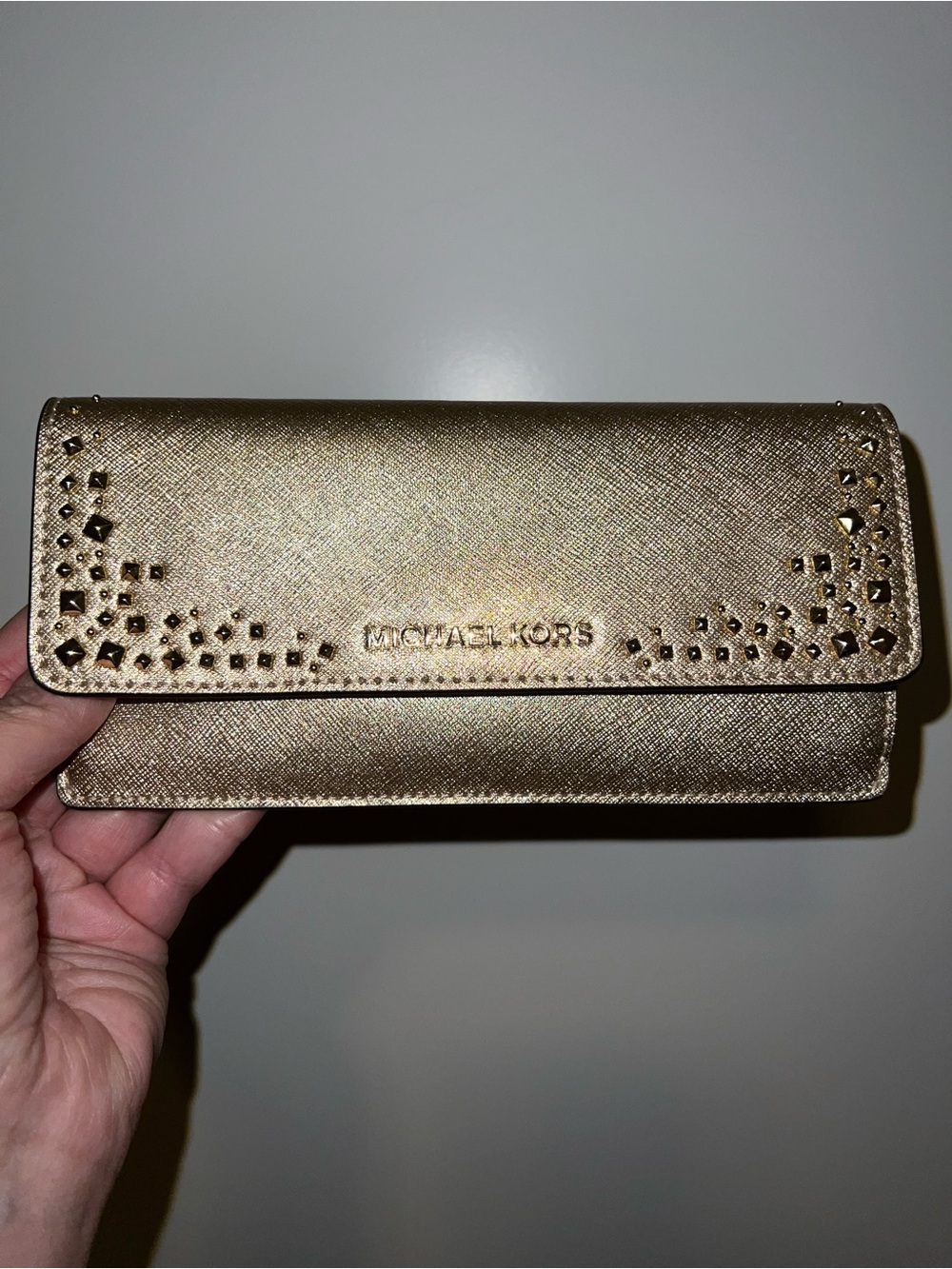 Michael Kors Metallic Gold Saffiano Leather Continental Wallet - Like New Cond - Picture 3 of 7